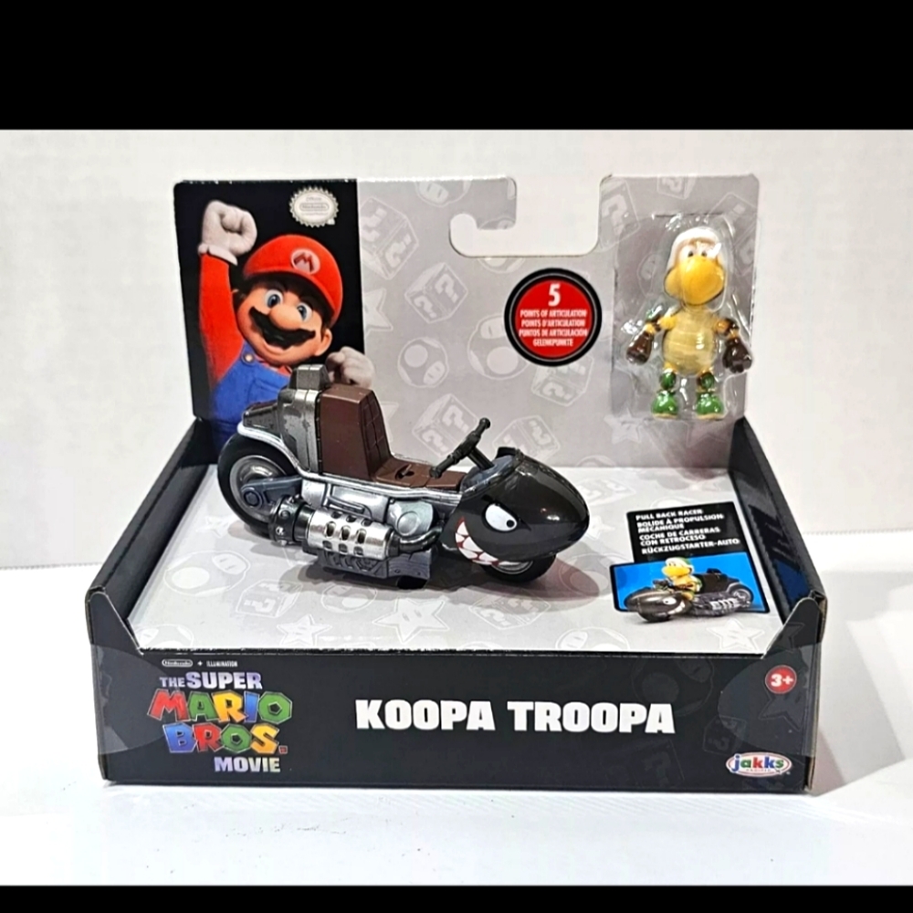 New Super Mario Bros Movie Koopa Troopa Figure & Pull Back Racer Kart Toy Set